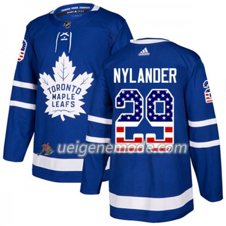 Herren Eishockey Toronto Maple Leafs Trikot William Nylander 29 Adidas 2017-2018 Blue USA Flag Fashion Authentic